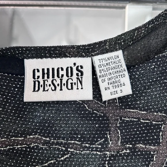 Chico’s Design Women’s Metallic Top Size 3 - Picture 3 of 6